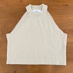 Zara Knit High Neck Crop Tank Top